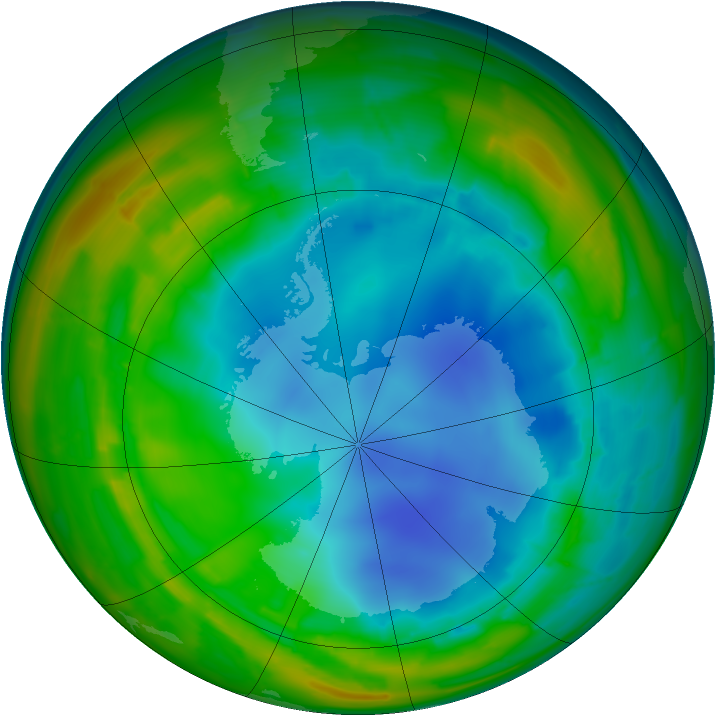 Antarctic ozone map for 02 August 2009
